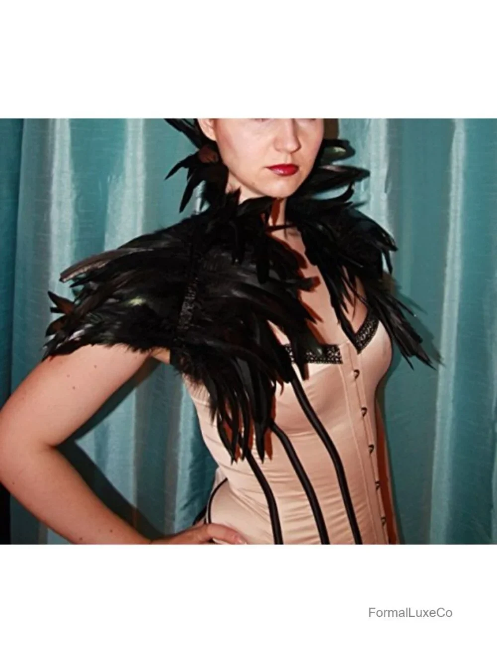 Gothic Real Feather Shrug Shawl Shoulder Wrap Cape Victorian Collar